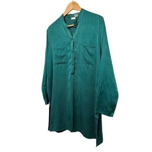 Lingerie Cacique Wallis Silk Jersey Shirt Christmas Green Women's Size Large EUC